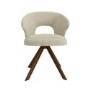 Set of 2 Beige Upholstered Swivel Dining Chairs with Walnut Legs - Mila