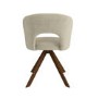 Set of 2 Beige Upholstered Swivel Dining Chairs with Walnut Legs - Mila