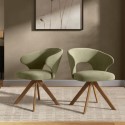 MILA002 Set of 2 Sage Green Velvet Swivel Dining Chairs with Oak Legs - Mila