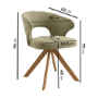 Set of 2 Sage Green Velvet Swivel Dining Chairs with Oak Legs - Mila