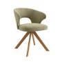 Set of 2 Sage Green Velvet Swivel Dining Chairs with Oak Legs - Mila