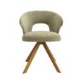 Set of 2 Sage Green Velvet Swivel Dining Chairs with Oak Legs - Mila