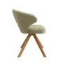 Set of 2 Sage Green Velvet Swivel Dining Chairs with Oak Legs - Mila