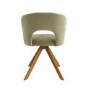 Set of 2 Sage Green Velvet Swivel Dining Chairs with Oak Legs - Mila
