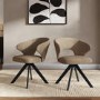 Set of 2 Beige Faux Leather Swivel Dining Chairs - Mila