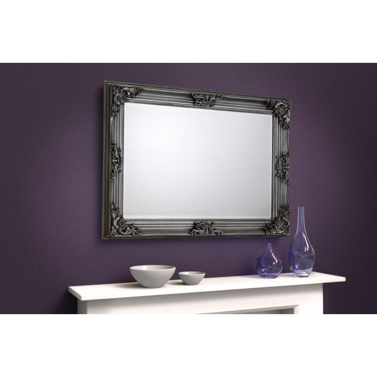 Julian Bowen Rococo Pewter Rectangular Wall Mirror