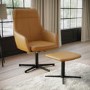 Tan Faux Leather Swivel Armchair and Footstool - Mila