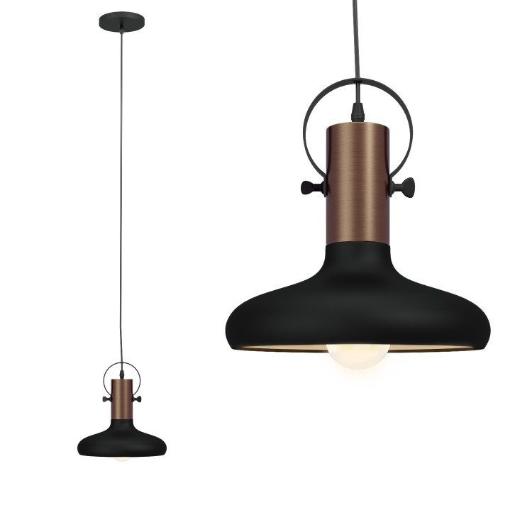 Black & Copper Pendant Light - Industrial - Kingston