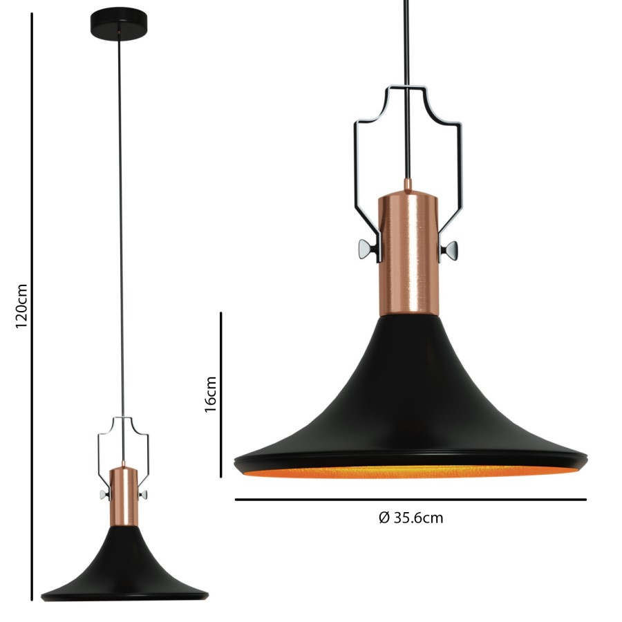 Matte Black Industrial Pendant Light - Jefferson