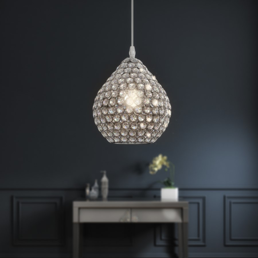 GRADE A1 - Box Opened Scarsdale Crystal Pear Drop Pendant Light in Chrome
