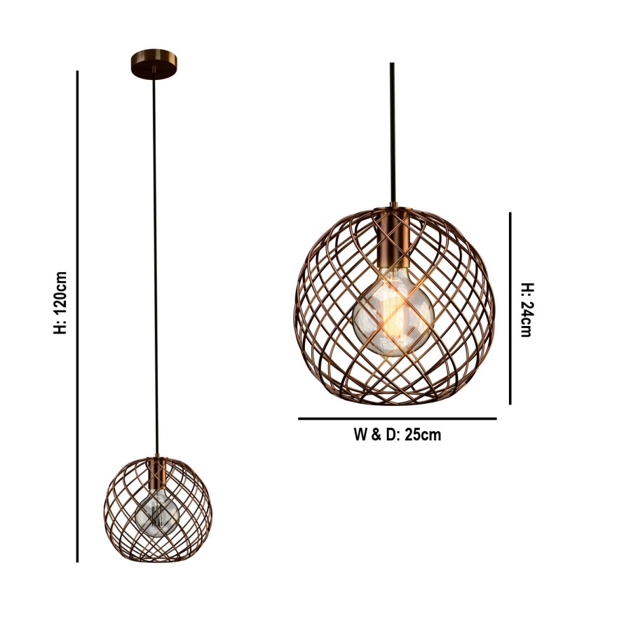 GRADE A1 - Copper Basket Pendant Light - Metal