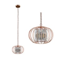 Rose Gold Metal Pendant Light with Glass Inner