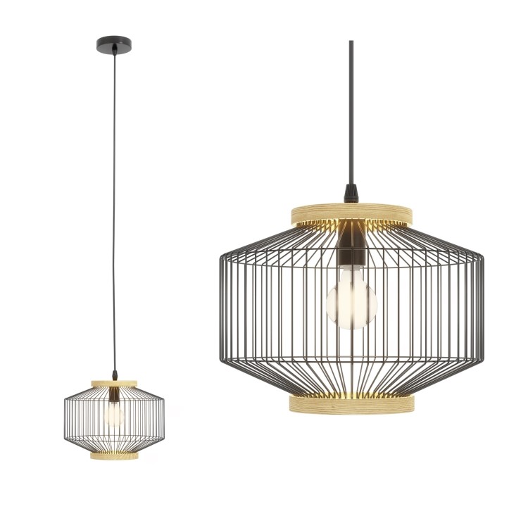 GRADE A1 - Box Opened Woodbury Black Metal Cage Pendant Light