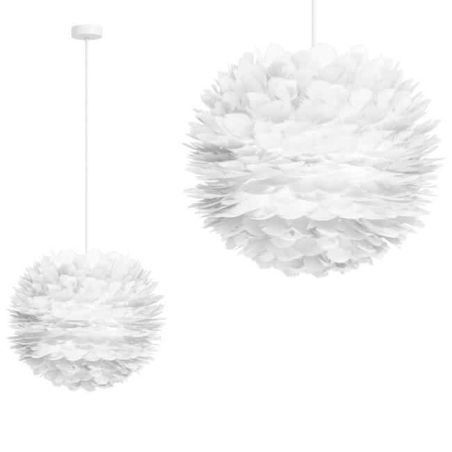 White Faux Feather Pendant Light - Cary