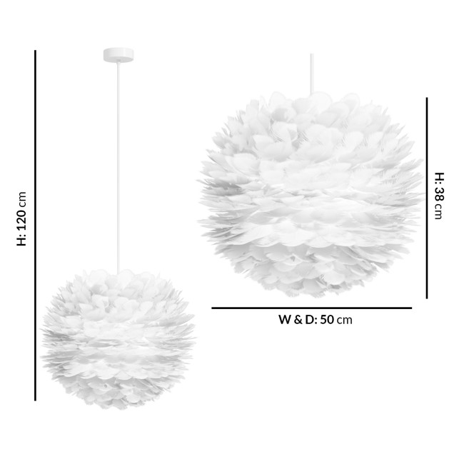 White Faux Feather Pendant Light - Cary