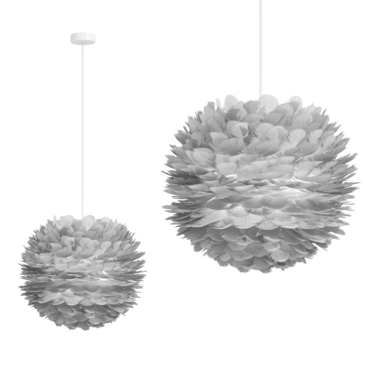 Grey Faux Feather Pendant Light - Cary