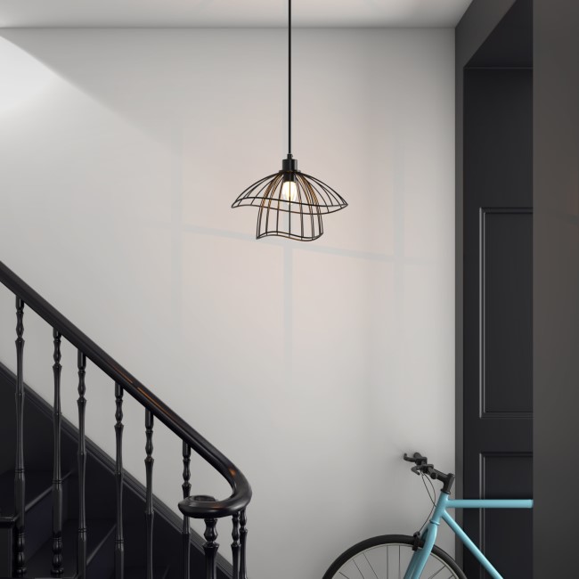 GRADE A1 - Box Opened Indiana Industrial Black Wire Pendant Light