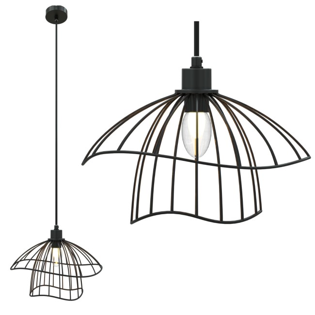 GRADE A1 - Box Opened Indiana Industrial Black Wire Pendant Light