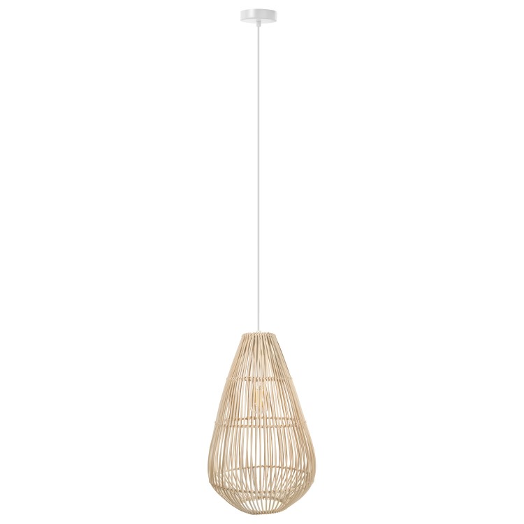 Large Rattan Teardrop Pendant Light - 32 x 52cm - Memphis