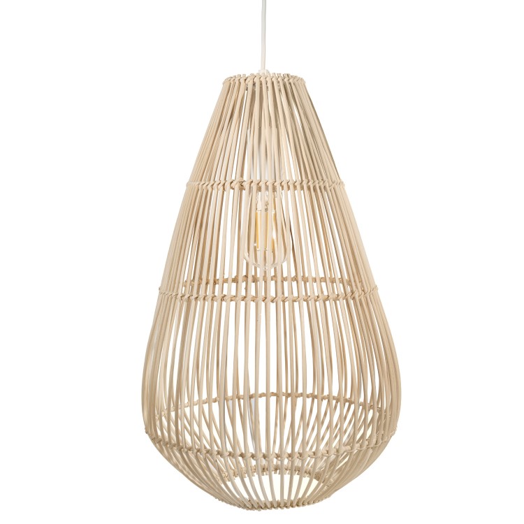 Large Rattan Teardrop Pendant Light - 32 x 52cm - Memphis