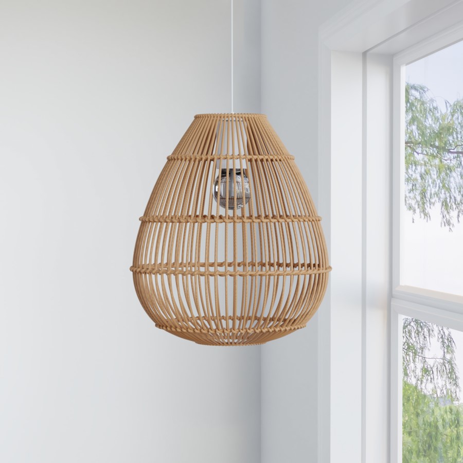 Large Rattan Pendant Light - 35 x 38cm - Memphis