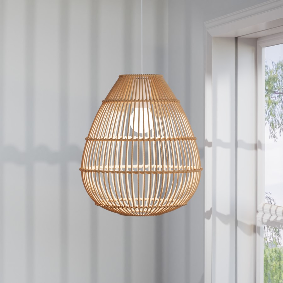 Large Rattan Pendant Light - 35 x 38cm - Memphis