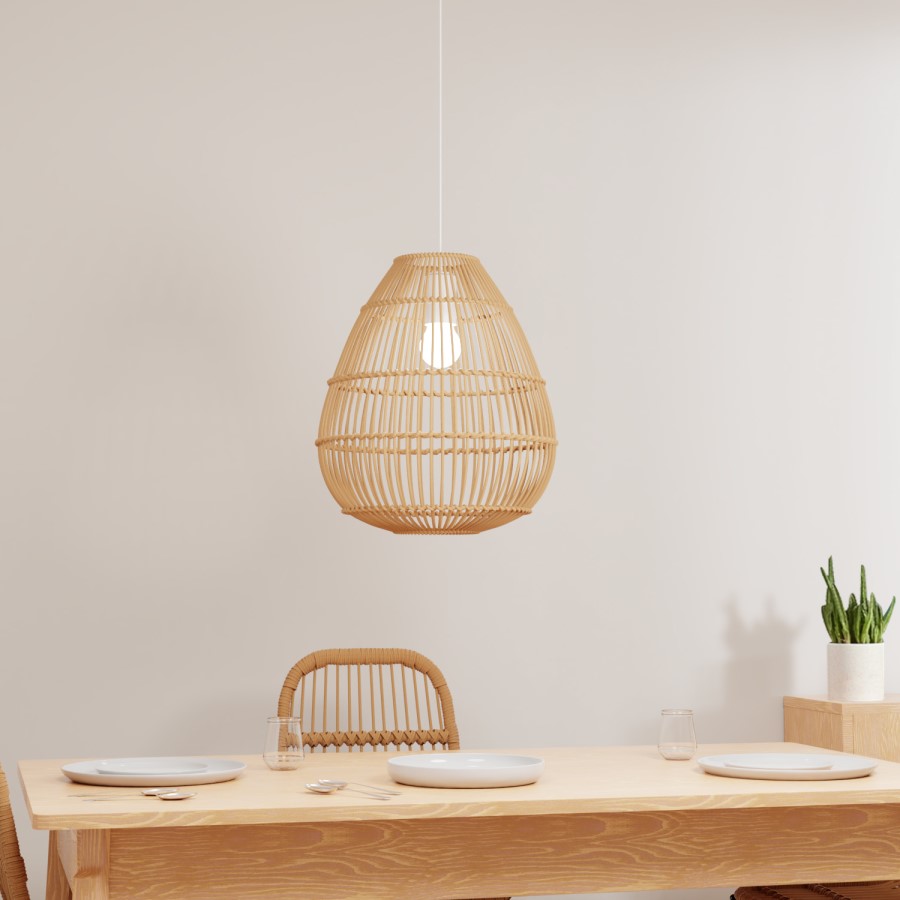 Large Rattan Pendant Light - 35 x 38cm - Memphis