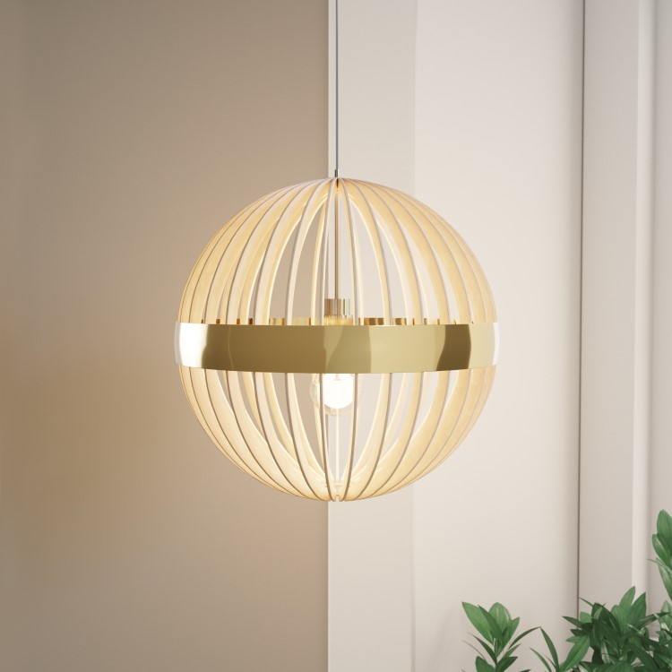 Large Globe Wooden Pendant Light - 45 x 44cm - Georgetown