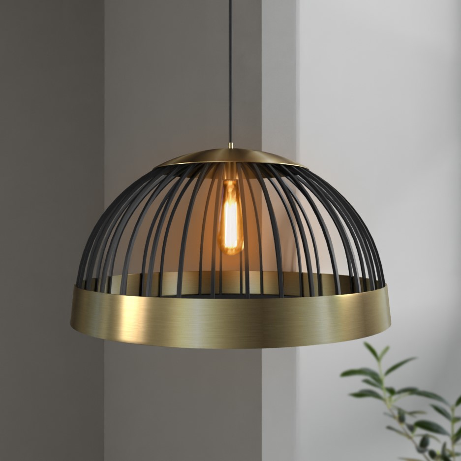 Black & Gold Dome Pendant Light Mayfield Furniture123