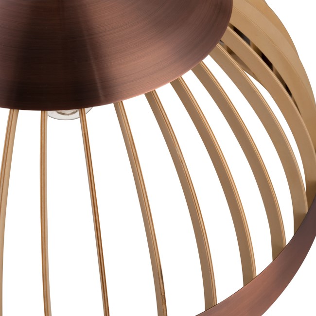 ONLY OPENED - Mayfield Wood Dome Pendant Light with Copper Finish 