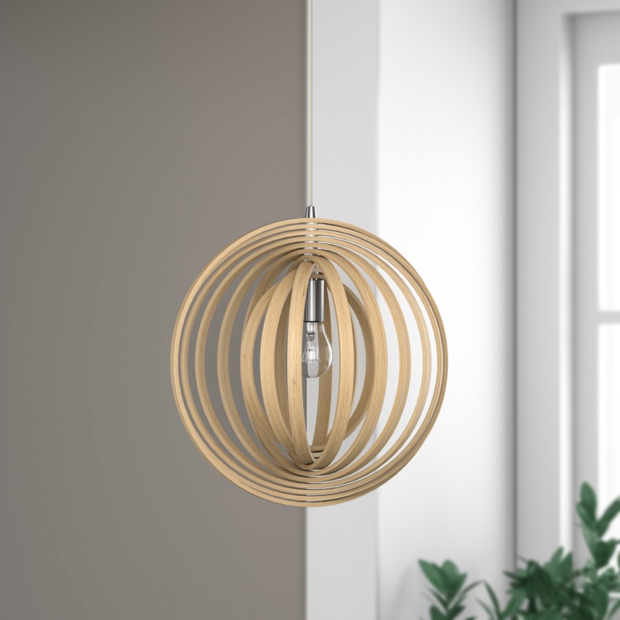 GRADE A2 - Clinton Wooden Globe Ceiling Pendant Light