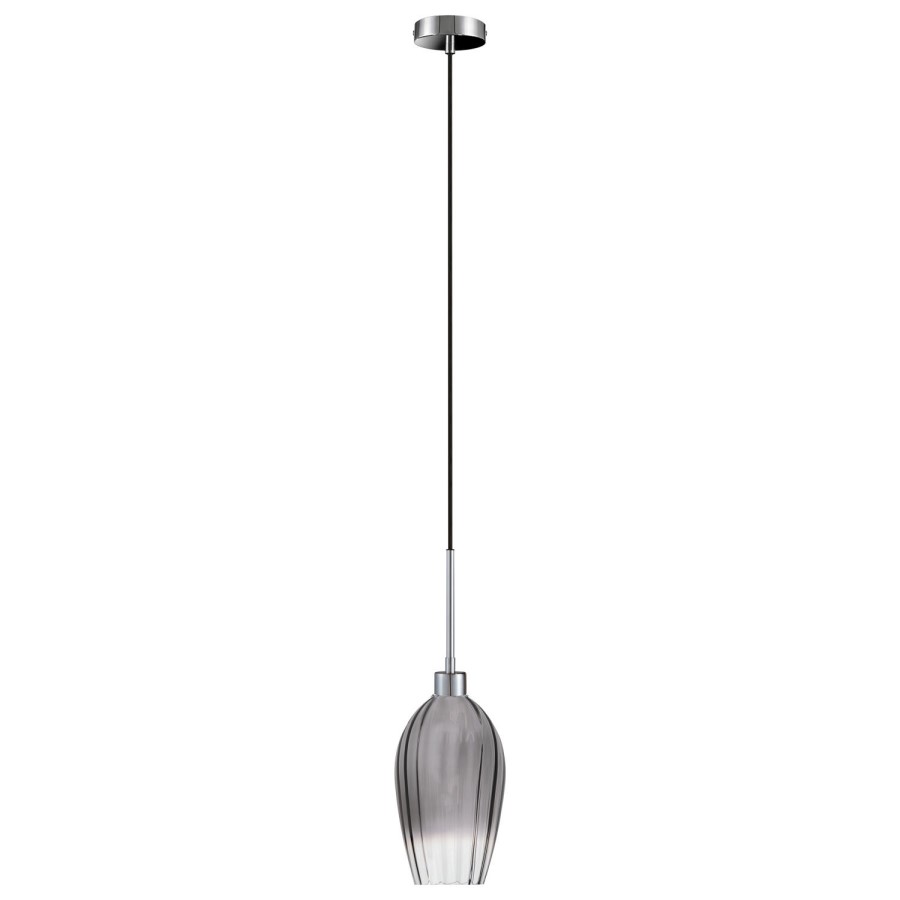 GRADE A1 - Box Opened Bloomfield Smoked Glass & Chrome Pendant Light