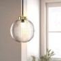 GRADE A1 - Ribbed Round Lantern Pendant Light with Brass Finish - Georgia