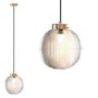 GRADE A1 - Ribbed Round Lantern Pendant Light with Brass Finish - Georgia