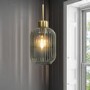 GRADE A1 - Smoked Ribbed Glass Pendant Light - Lawrence