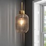 Smoked Ribbed Glass Pendant Light with Gold Finish - Lawrence