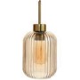 Smoked Ribbed Glass Pendant Light with Gold Finish - Lawrence