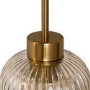 Smoked Ribbed Glass Pendant Light with Gold Finish - Lawrence