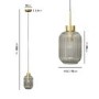 GRADE A1 - Smoked Ribbed Glass Pendant Light - Lawrence