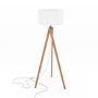 GRADE A1 - Box Opened Whenby Wooden Tripod Standing Floor Lamp with White Shade