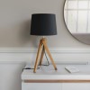 Black Shade Wooden Tripod Table Lamp - Whenby