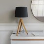 Black Shade Wooden Tripod Table Lamp - Whenby