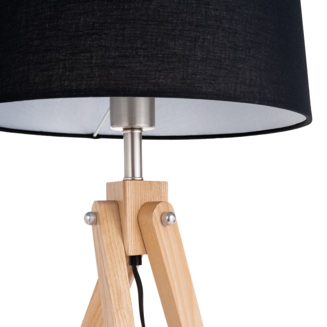 Black Shade Wooden Tripod Table Lamp - Whenby