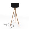 GRADE A1 - Black Shade Wooden Tripod Floor Lamp - Whenby