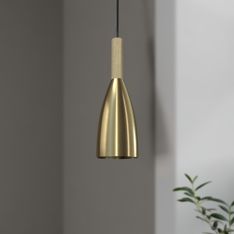 GRADE A1 - Satin Brass Cloche Pendant Light - Destin