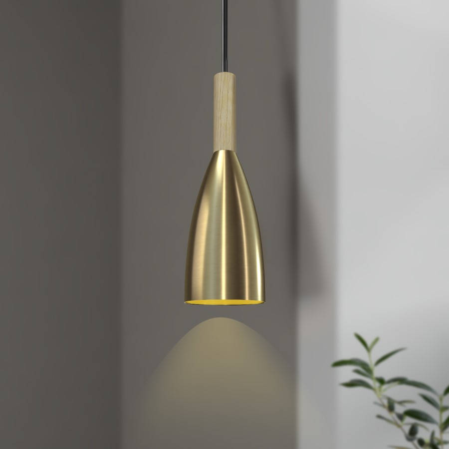 GRADE A1 - Satin Brass Cloche Pendant Light - Destin