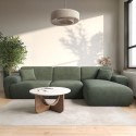 MLI001 Large Green Chenille Right Hand 4 Seater Chaise Corner Sofa - Mahalia
