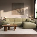 MLI002 Large Light Olive Chenille Right Hand 4 Seater Chaise Corner Sofa - Mahalia
