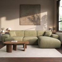 Large Light Olive Chenille Right Hand 4 Seater Chaise Corner Sofa - Mahalia Large Light Olive Chenille Right Hand 4 Seater Chaise Corner Sofa - Mahalia