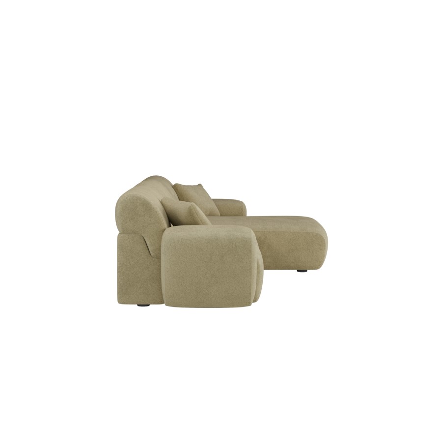 Large Light Olive Chenille Right Hand 4 Seater Chaise Corner Sofa - Mahalia